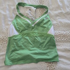 Adidas Green and White Sports Tank Top